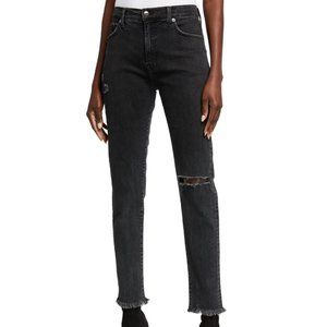 Veronica Beard Jeans Benzi Raw-Hem Destroyed Knee-Rip Skinny Jeans